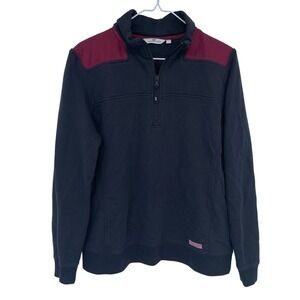 Vineyard Vines‎ Two Tone 1/4 Zip Pullover Sweatshirt Large Black Red